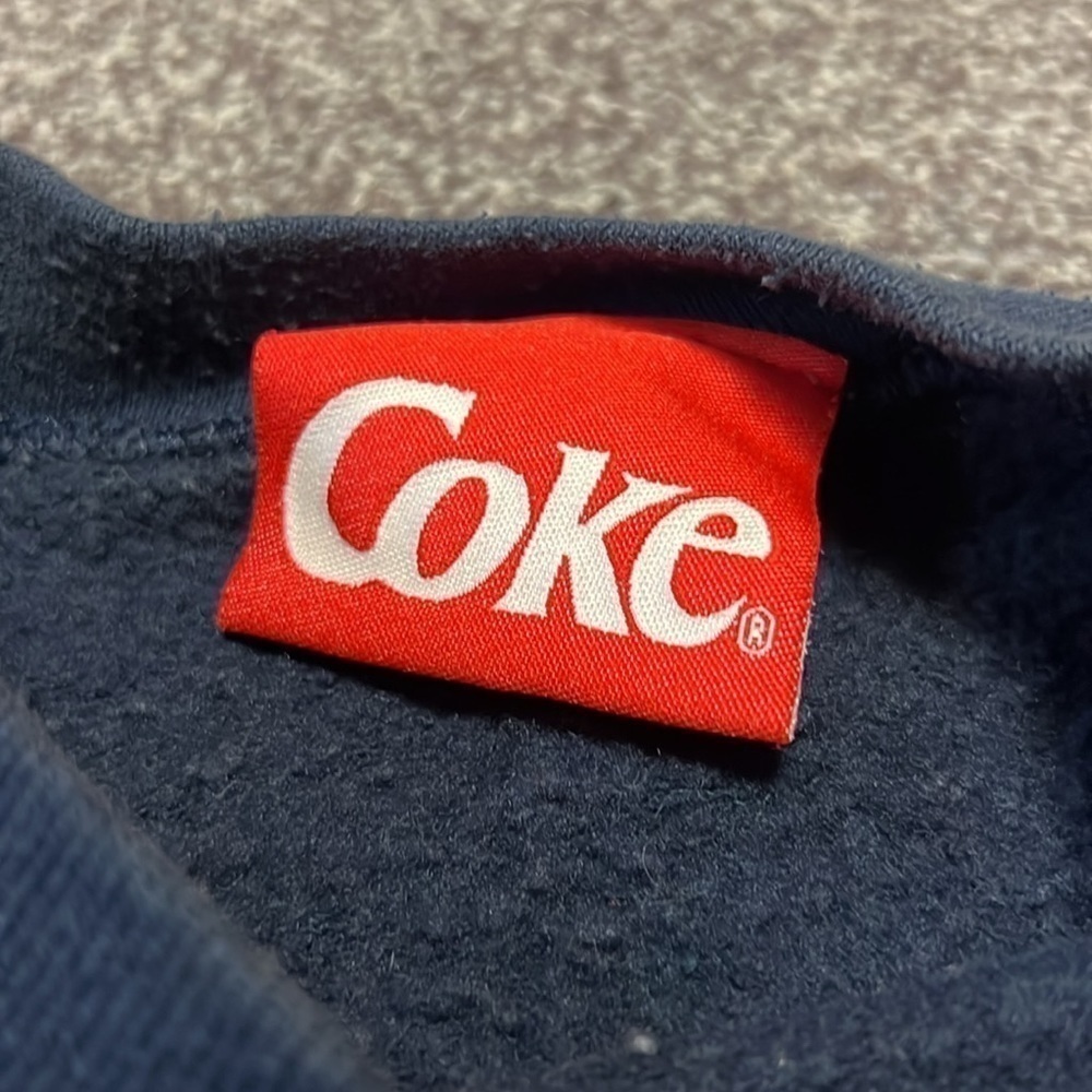 VTG 90s Coca Cola Mens Blue Dalmation Polar Bear Holiday Christmas Crewneck - Picture 4 of 6